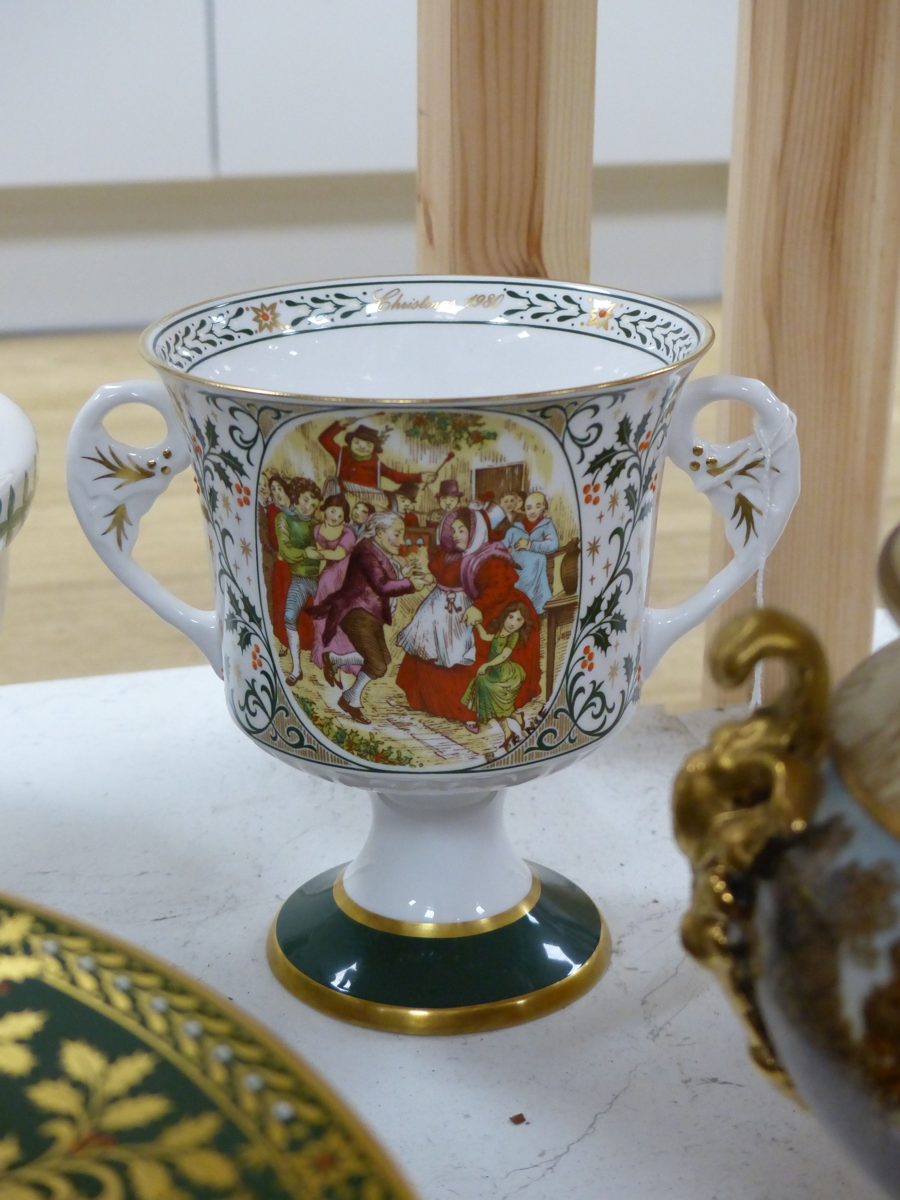 A set of six 'Mr Pickwick' wall plates and a quantity of other china plates, bowls, goblets, etc.